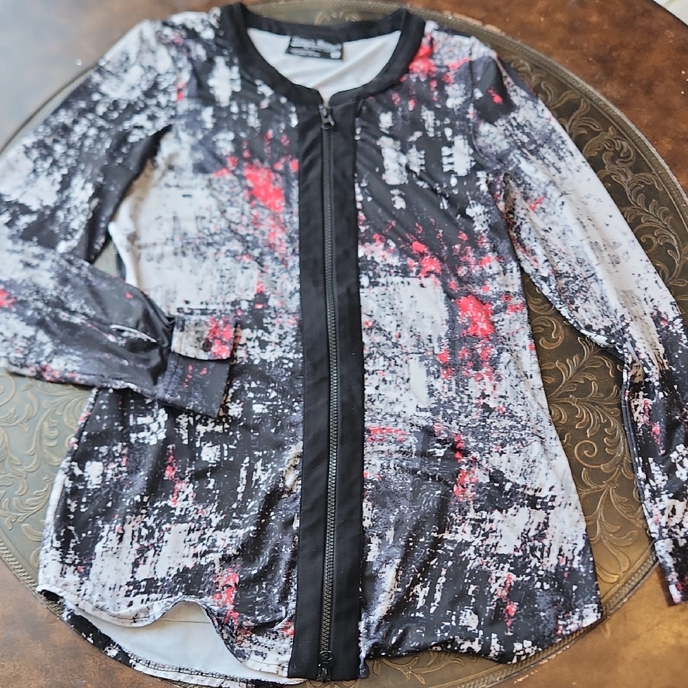 Abstract Print Zip-Up Shirt/Jacket Sz Sm